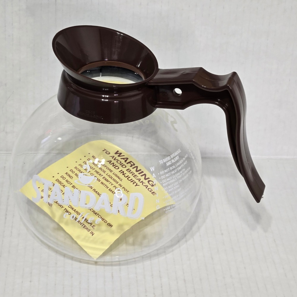 Standard Coffee Service Glass Decanter Brown Handle Commercial 12 Cup Carafe